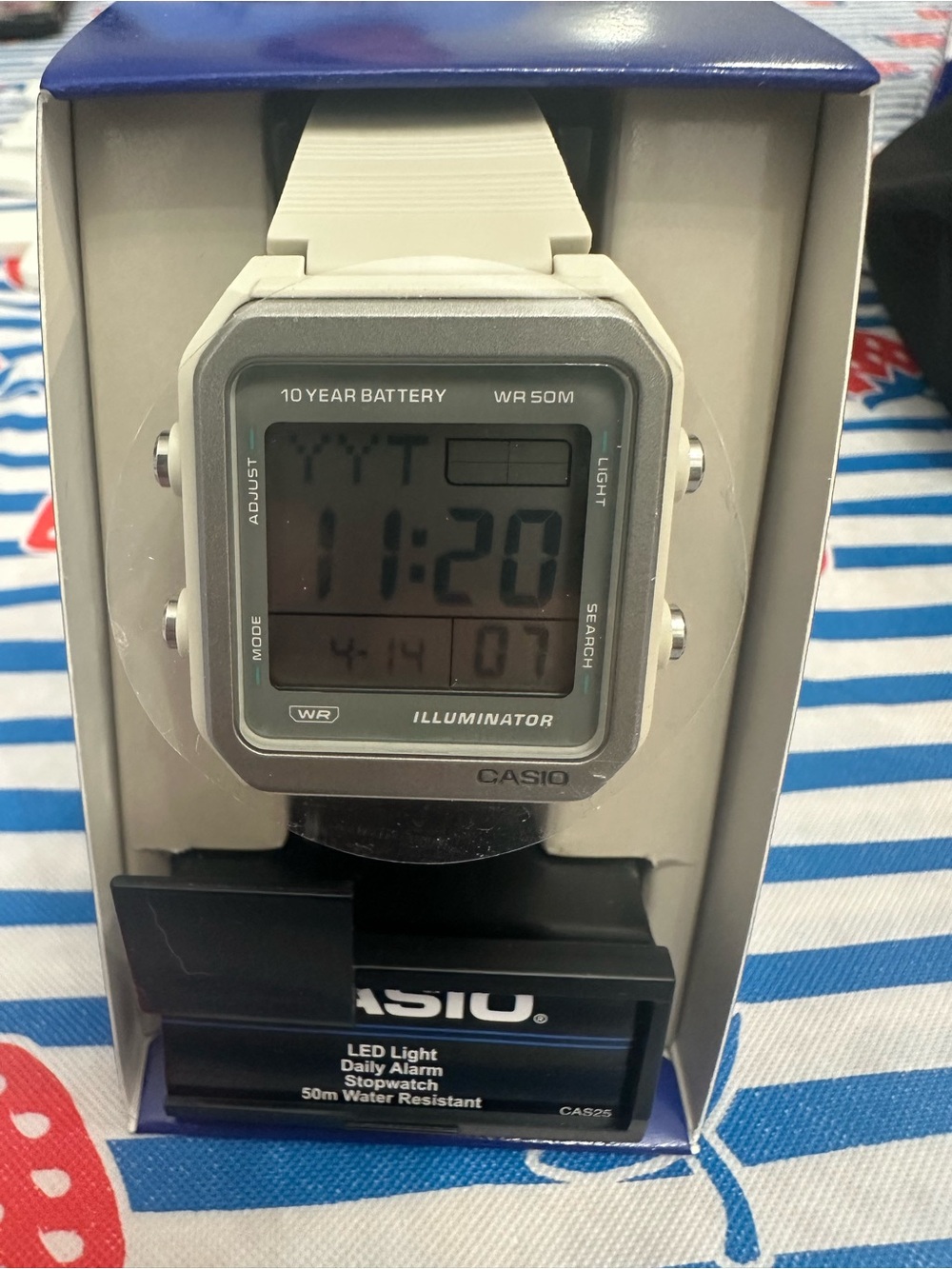 Casio White and Silver Digital Watch W221H